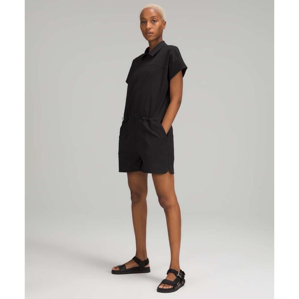 Lululemon Black Stretch Rib Pocketed Romper EUC